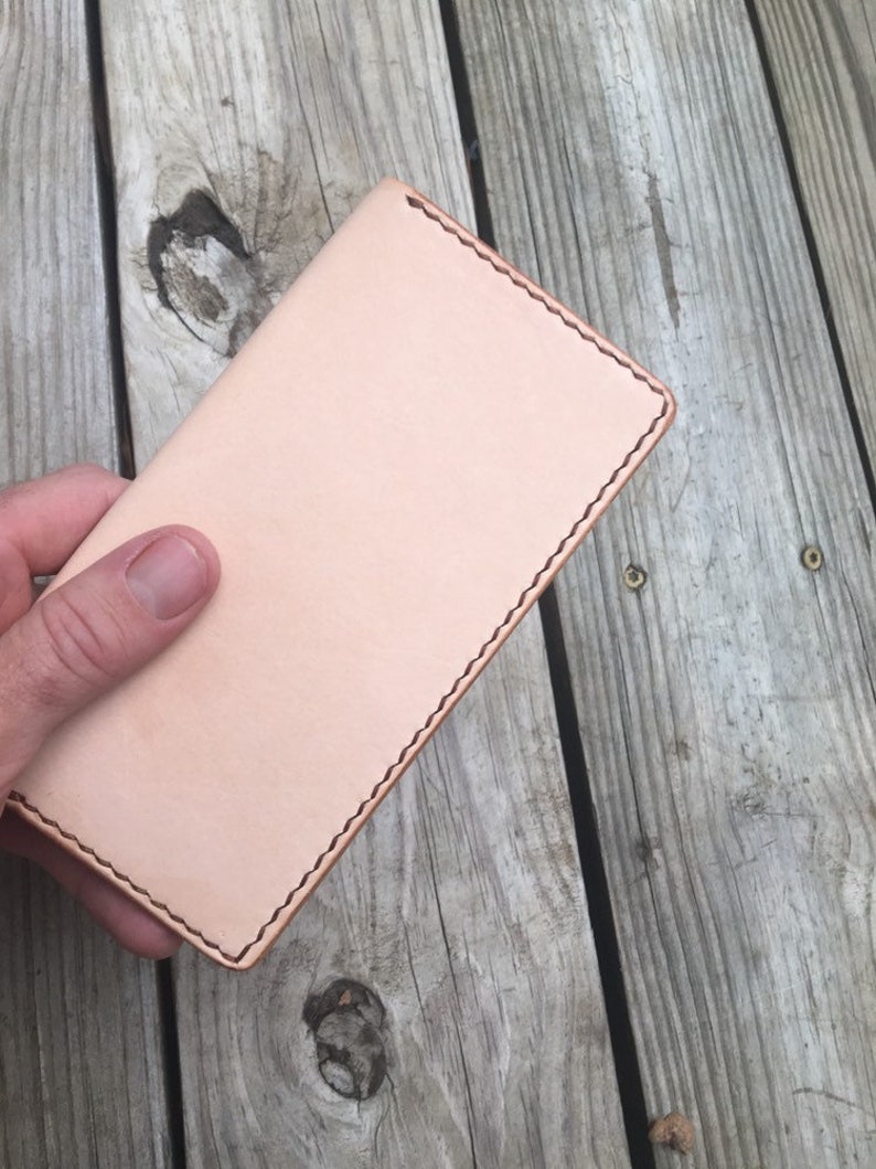 Handmade leather wallet Vegetable tanned leather hand dyed long wallet custom leather wallet full grain leather image 8