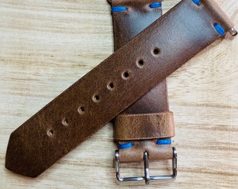 Natural Horween Chromexcel Leather Watch Strap | Apple Watch Adapter | Handmade Leather Watch Strap | Fits Apple Watch