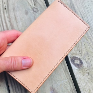Cartera de cuero hecha a mano / Cuero curtido vegetal / Curtido vegetal natural / Cartera larga / Cartera de cuero personalizada / Cuero de grano completo