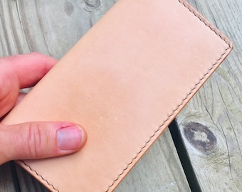 Handmade leather wallet | Vegetable tanned leather | natural veg tan | long wallet | custom leather wallet | full grain leather