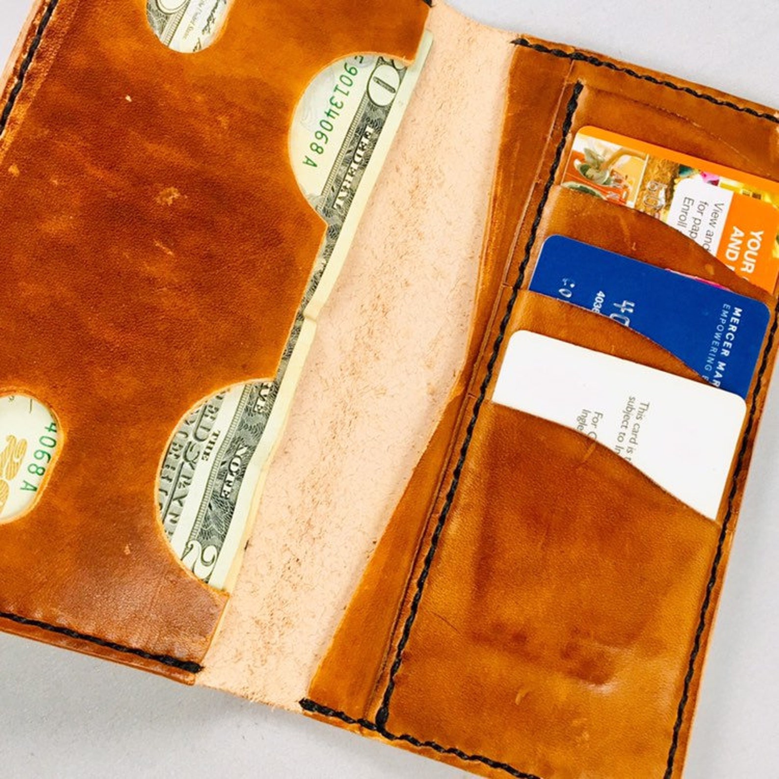 Handmade leather wallet Vegetable tanned leather hand dyed Etsy