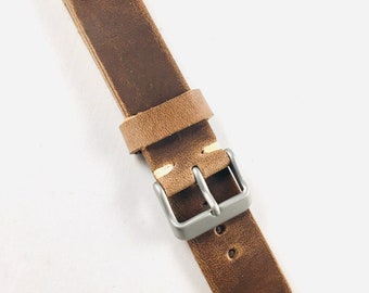 Natural chromexcel Horween Leather Watch Strap | Natural Watch Band |Handmade 18, 20, 22, 24mm | Hand Stitched | Leather Watch Strap / USA