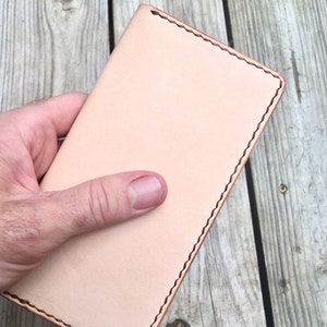 Handmade leather wallet Vegetable tanned leather hand dyed long wallet custom leather wallet full grain leather image 1