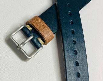 Full grain leather strap | leather watch strap | Premium leather | Navy Wickett and Craig traditional harness | leather watch band