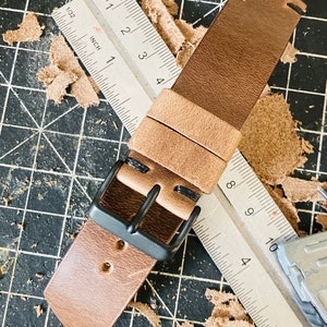 Natural Horween Chromexcel Leather Watch Strap | Handmade Leather Watch Band USA | 18mm, 20mm, 22mm, 24mm | Hand Stitched One-of-a-Kind