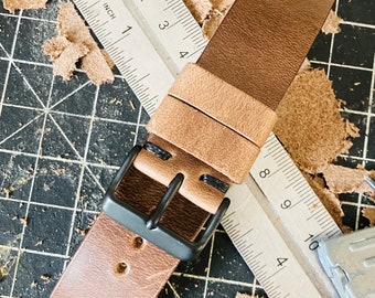 Natural chromexcel Horween Leather Watch Strap | Natural Watch Band |Handmade 18, 20, 22, 24mm | Hand Stitched | Leather Watch Strap / USA