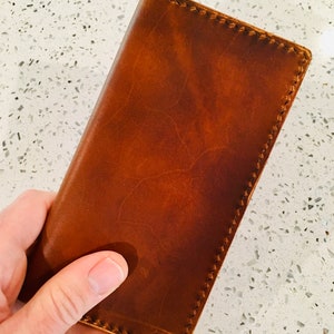 Handmade Vegetable-Tanned Leather Long Wallet | Custom Dye & Stitch | Full Grain | Customizable Colors and Stitch