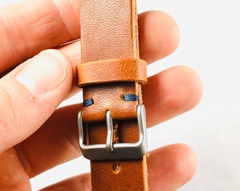 Horween Leather Apple Watch Band: Handmade English Tan Strap, USA Made