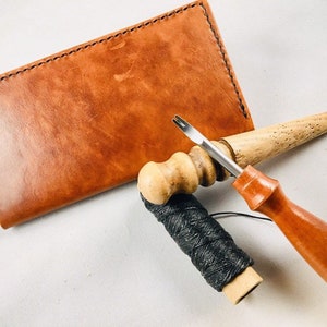 Cartera de cuero hecha a mano / Cuero curtido vegetal / Teñido a mano / Cartera larga / Cartera de cuero personalizada / Cuero de grano completo