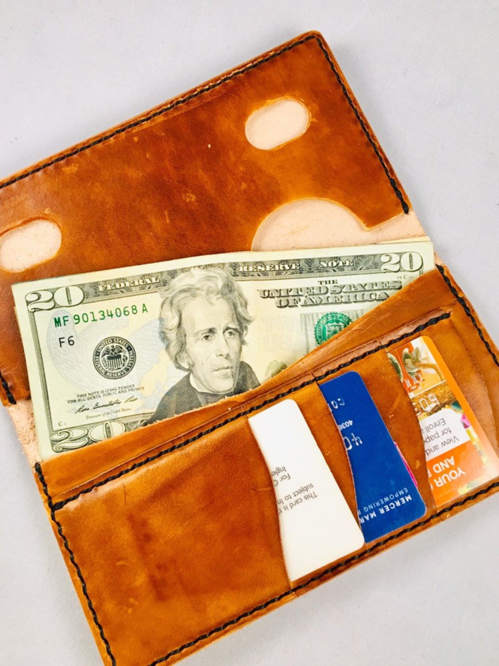 Handmade Leather Wallet Vegetable Tanned Leather Hand Dyed Etsy