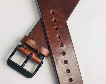 Veg tan leather watch strap custom watch strap, leather handmade watch band full grain leather