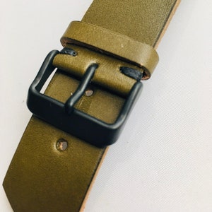 Veg tan leather watch strap custom watch strap, leather handmade watch band full grain leather Wickett and Craig Olive