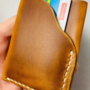 Cartera de cuero con clip para dinero Horween Chromexcel / cartera vertical hecha a mano. / Cartera de bolsillo frontal hecha a mano / cartera minimalista / tarjetero