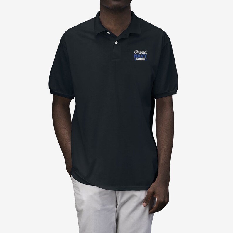Proud Navy Grandpa Men/'s Polo Shirt