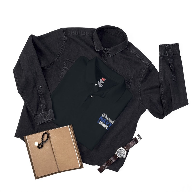 Proud Navy Grandpa Men/'s Polo Shirt