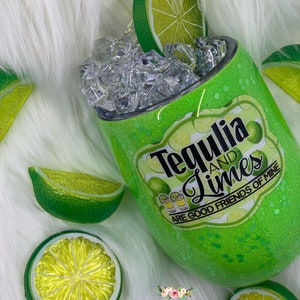 Tequila and Limes Stainless Steel Wine Tumbler with Ice Topper