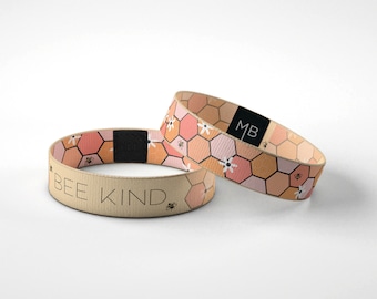 Bee Kind Motivational Wristband Mental Health Awareness Bracelet Inspirational Gift Reversible Elastic Wrist Band Bee Gifts