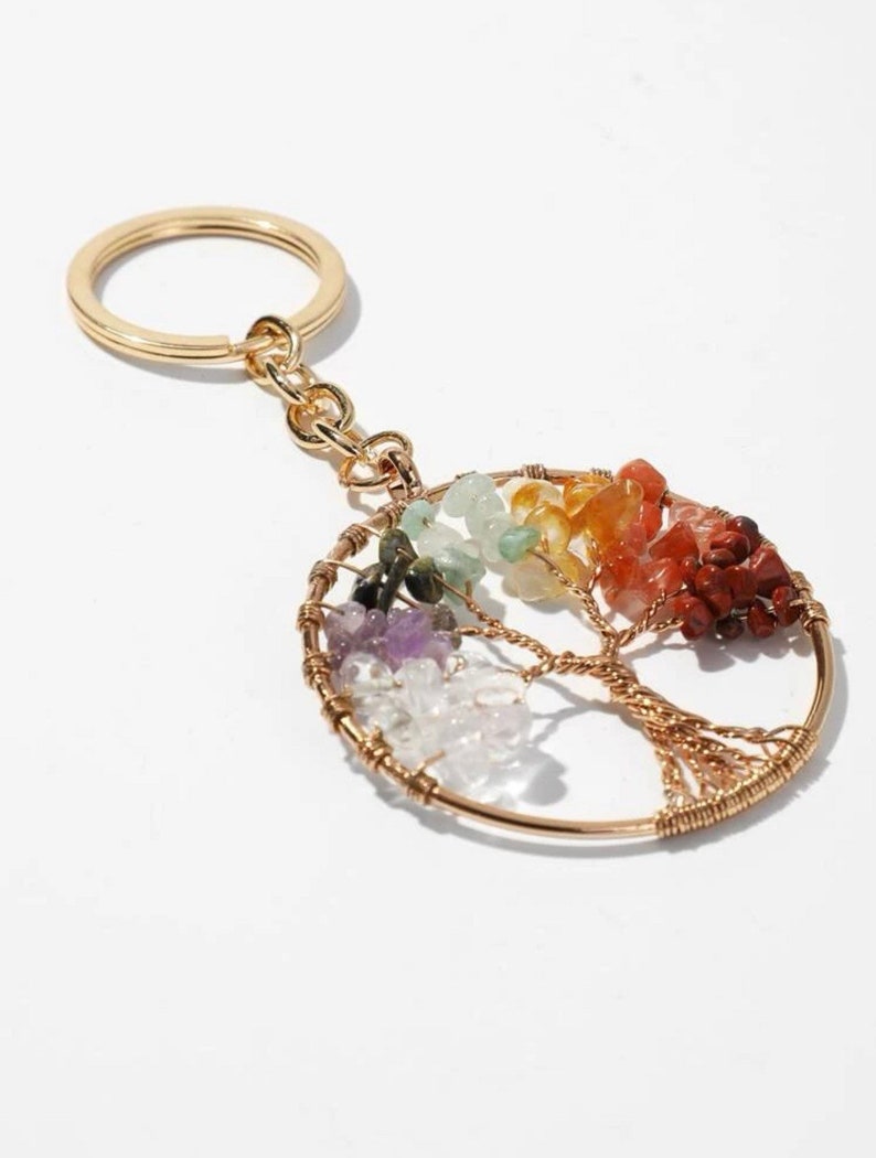 Tree of Life Chakras Style Crystals Minimalist Large Charm - Etsy