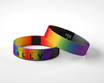 Always An Ally LGBTQ+ Awareness Motivational Wristband Reversible Bracelet // Gifts for Her // Gifts for Him // Inspirational Gifts //