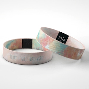 Today I Will Not Worry Motivational Wristband | Mental Health Awareness Bracelet | Inspirational Gift | Reversible Elastic Wrist Band