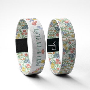 Created With A Purpose Faith Motivational Wristband Mental Health Awareness Bracelet Christian Jewelry Bible Reversible Elastic Wrist Band