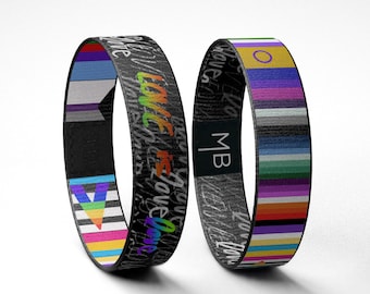 Love is Love LGBTQ+ Support Ally Braccialetto motivazionale Braccialetto di sensibilizzazione sulla salute mentale Regalo ispiratore Braccialetto elastico reversibile