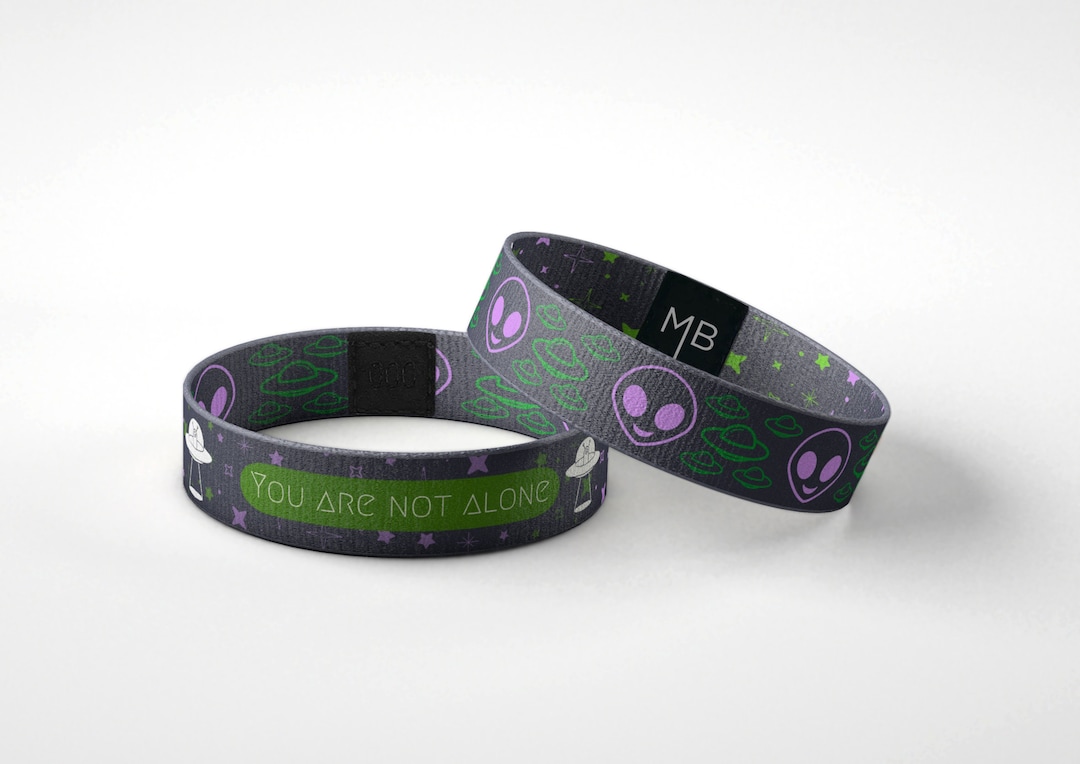 You Are Not Alone Alien Theme Motivational Wristband Reversible ...