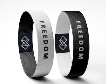 Pulsera motivacional Freedom / Pulsera inspiradora reversible en blanco y negro / Regalo para la concienciación sobre la salud mental Pulsera Freedom
