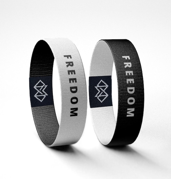 Freedom Motivational Wristband | Reversible Black & White Inspirational Bracelet | Mental Health Awareness Gift Freedom Bracelet