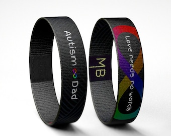 Autism Dad Motivational Awareness Wristband Reversible Bracelet // Gifts for Him // Inspirational Gifts // Love Needs No Words