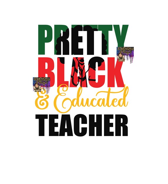Download Pretty Black And Educated Teacher Svg Png Jpeg Silhouette Etsy
