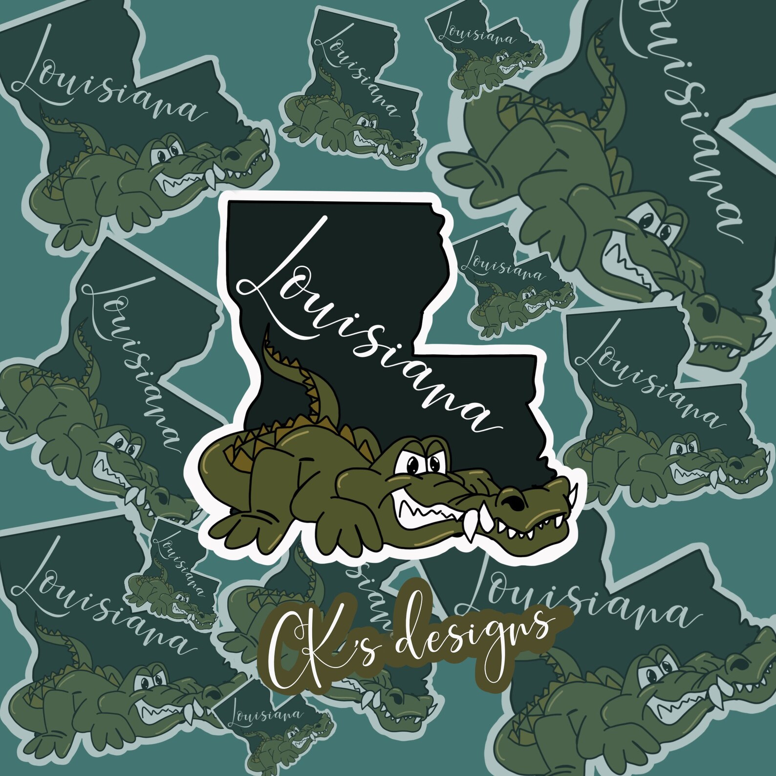 Louisiana with gator sticker 3 Louisiana with alligator Etsy
