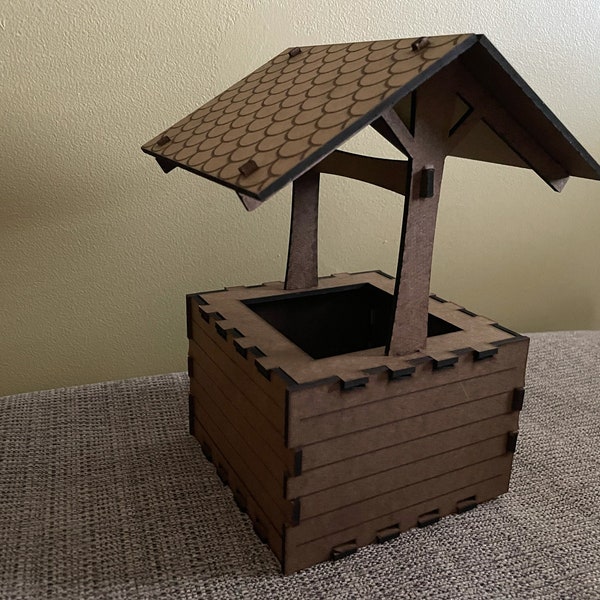 Small - Wishing Well Laser Cut | Hardboard Wood Pieces for Wishing - Assemble at Home | Flat Pack | Unpainted