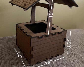 Big - Wishing Well Laser Cut - Brown Smooth Hardboard Wood Pieces for Wishing - Assemble at Home - Flat Pack - Unpainted