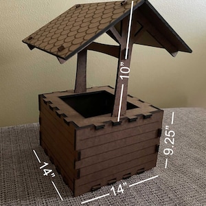 Big - Wishing Well Laser Cut - Brown Smooth Hardboard Wood Pieces for Wishing - Assemble at Home - Flat Pack - Unpainted