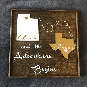 Adventure Begins. Custom Wood Sign. Valentines Day Gift. Anniversary Gift. Personalized Gift. Wedding Gift. Christmas Gift. Home Decor