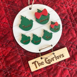 Ornement de Noël Grinch, noms de famille, ornement de cadeau de Noël, ornement personnalisé, cadeau de Noël