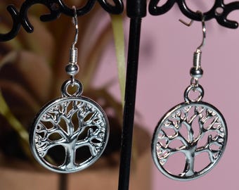 Sterling Silver Tree of Life Dangle Earrings