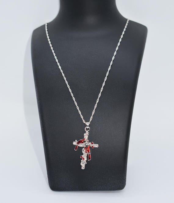 Collana Cardinale Argento Sterling 925 Nodo Celtico Ciondolo Croce