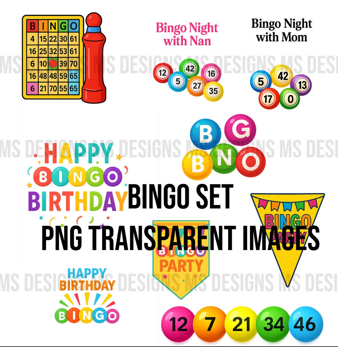 Bingo Set PNG Images: Commercial Use, Card Making (digital Download - Etsy