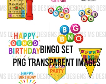 Bingo Set PNG Images: Commercial Use, Card Making (Digital Download