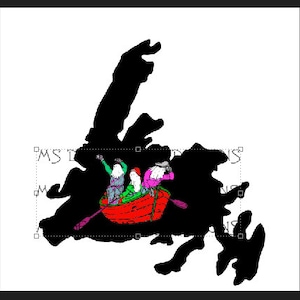 Mapa y bandera de Terranova y Labrador - Mummers - Barco - Peces - Bacalao - Calamares - Terranova - SVG- PNG-JPEG - dxf - Lazer y más