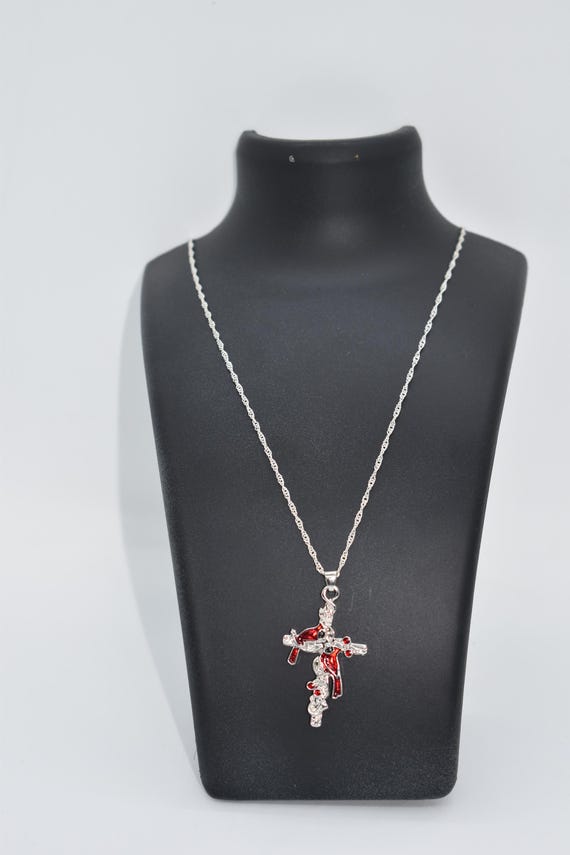 Collana Con Ciondolo Croce Celtica In Argento 925, Con Uccellino Cardinale Rosso, Gioiello Donna Significativo