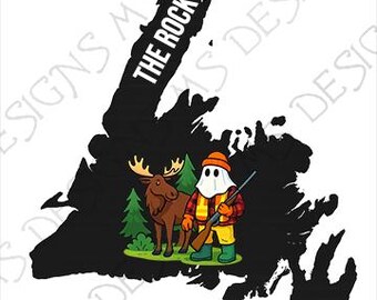 The Rock - Moose Hunting - Newfoundland Map -  Newfie  - SVG- PNG-JPEG Gif