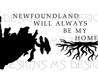Newfoundland Map & Roots Design (PNG, SVG, JPG)