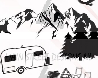 Camping With Friends PNG for Laser Burning