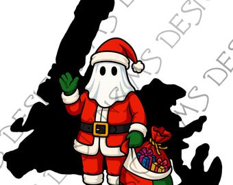 Santa Mummer Nl Map - Merry Christmas Newfoundland  Mummers-  - SVG -PNG- JPEG  - Commercial