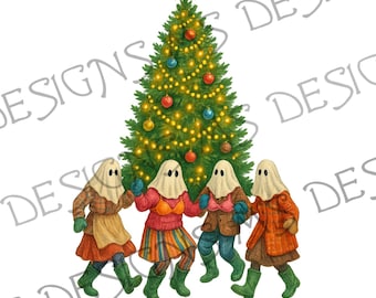 Newfoundland  Mummers Christmas Tree - Commercial Free - SVG PNG Jpg