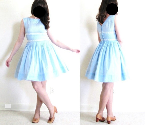 1950s Dress / 50s Dress / Light Blue 50s Dress