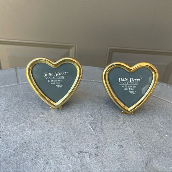 Pair of Miniature Burnes State Street Heart Shaped Solid Pair of Miniature Burnes State Street Heart Shaped Solid